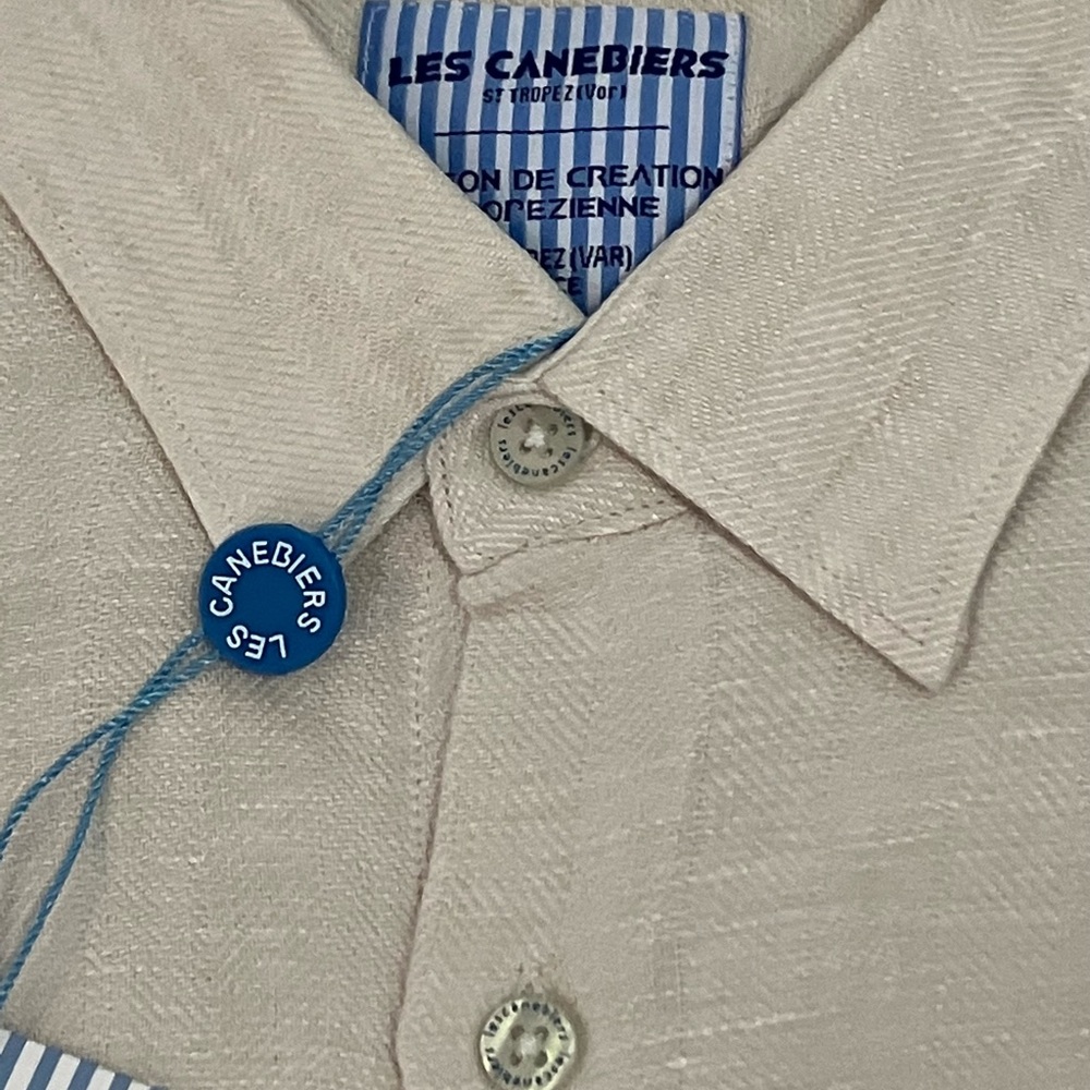 Les Canebiers NWF Men’s Linen Shirt - Sand Lauriers - Picture 2 of 6